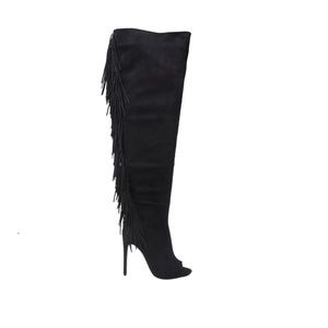 Privileged Primrose Black Thigh High Fringe Boot 6